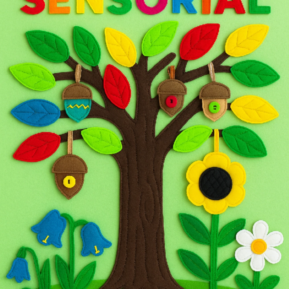 Árbol Sensorial de Fieltro – Mural Didáctico Interactivo para Estimulación Infantil