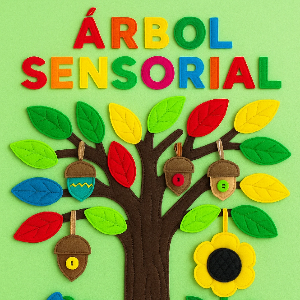 Árbol Sensorial de Fieltro – Mural Didáctico Interactivo para Estimulación Infantil