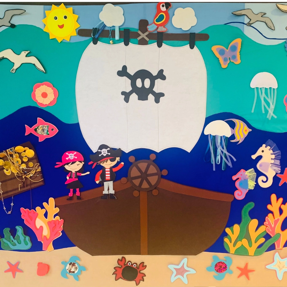 MURAL DIDÁCTICO SENSORIAL AVENTURA PIRATA (150x200 cm)